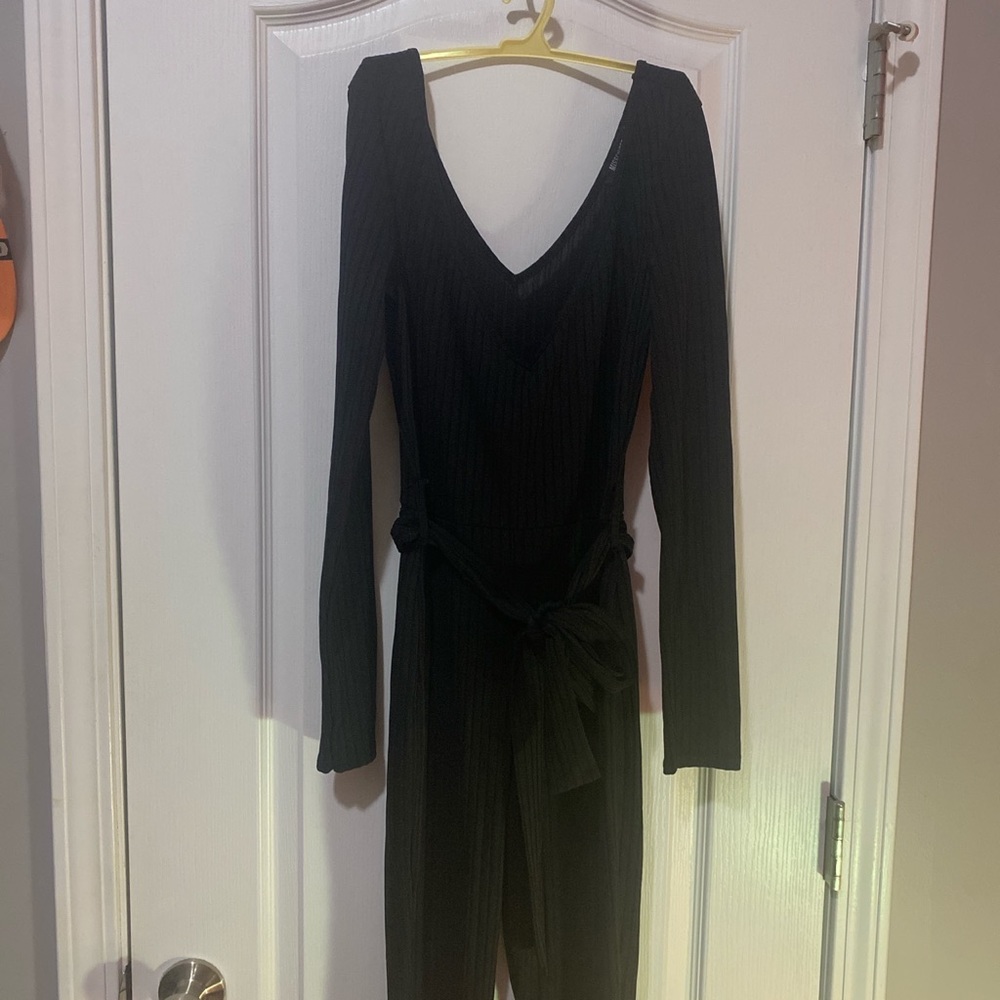 Missguided plunge jumpsuit with removable belt
